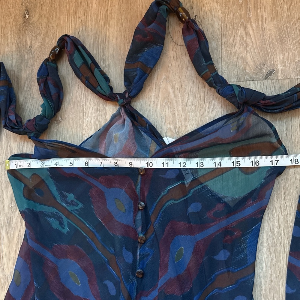 Zara Multicolor Patterned Button Down Maxi Dress … - image 5